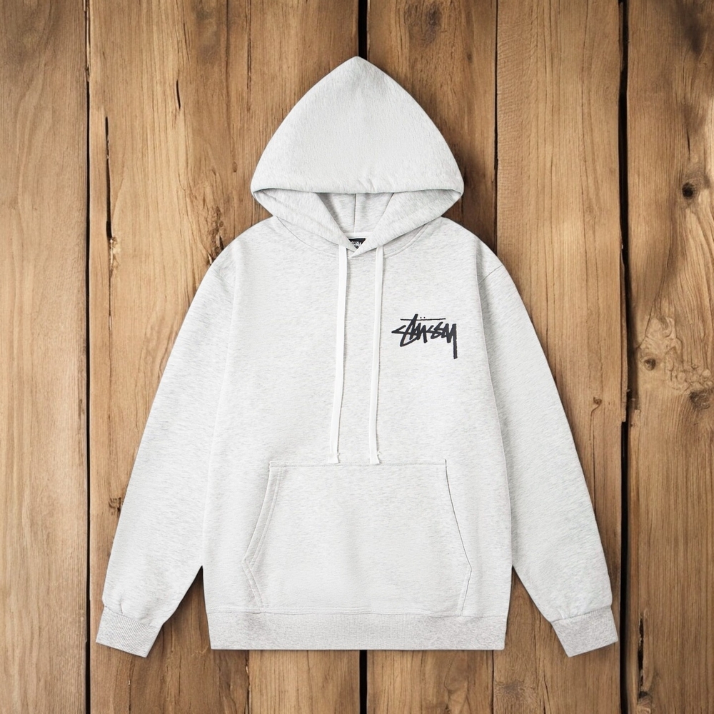 Stussy Light Gray Hoodie with Blue Dice Graphic - Picture 4 of 8